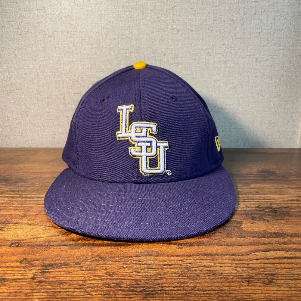 Vtg New Era LSU Tigers 59FIFTY Low Profile Fitted Hat Sz 7 Made in USA Purple